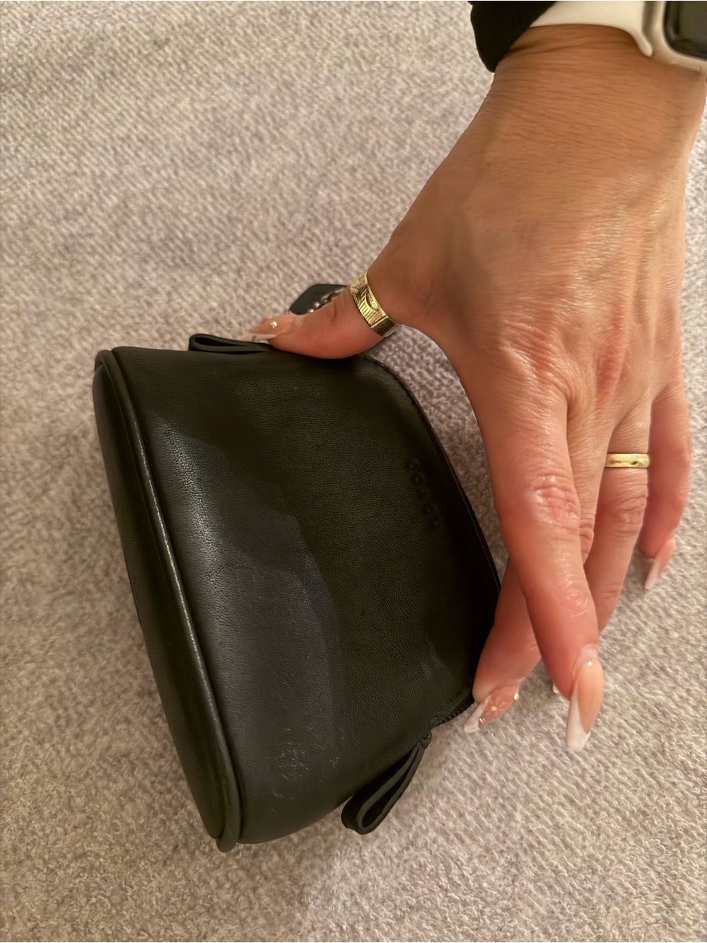 Vintage Coach Black Leather Zip Closure Coin Purse/Travel Pouch/Cosmetic Bag - Picture 9 of 9